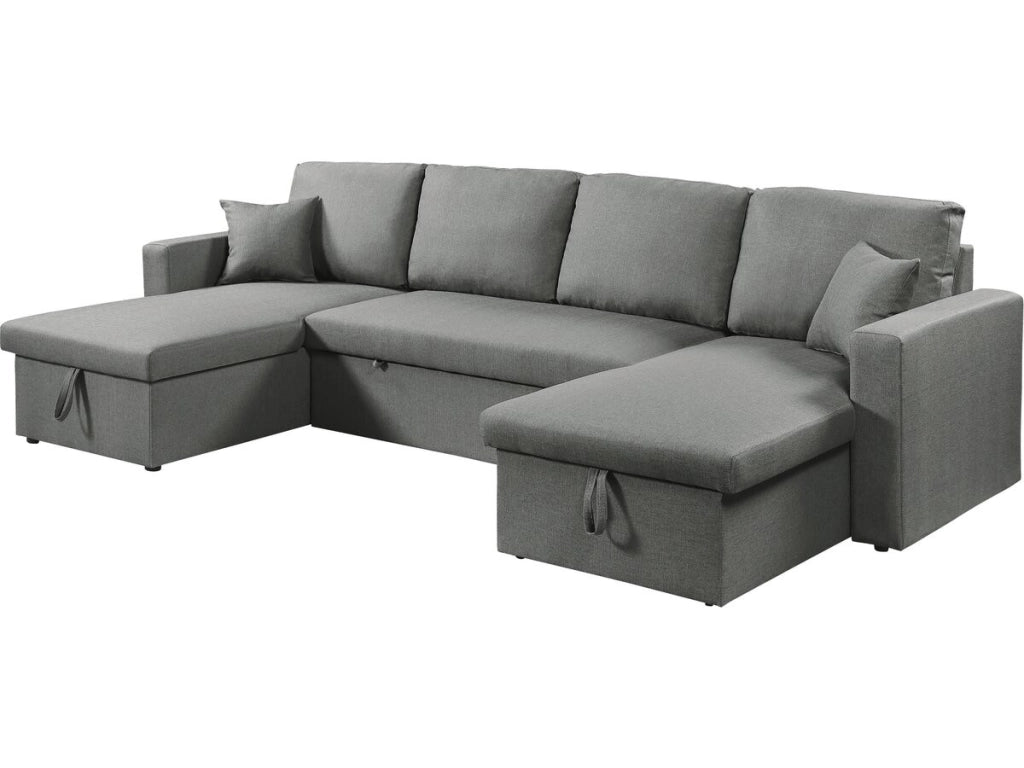 Divano letto angolare panoramico "Alain" in tessuto - 4 posti - Grigio