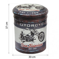 Set 2 Pouf Contenitore Tondo in MDF Moto Grigio Scuro