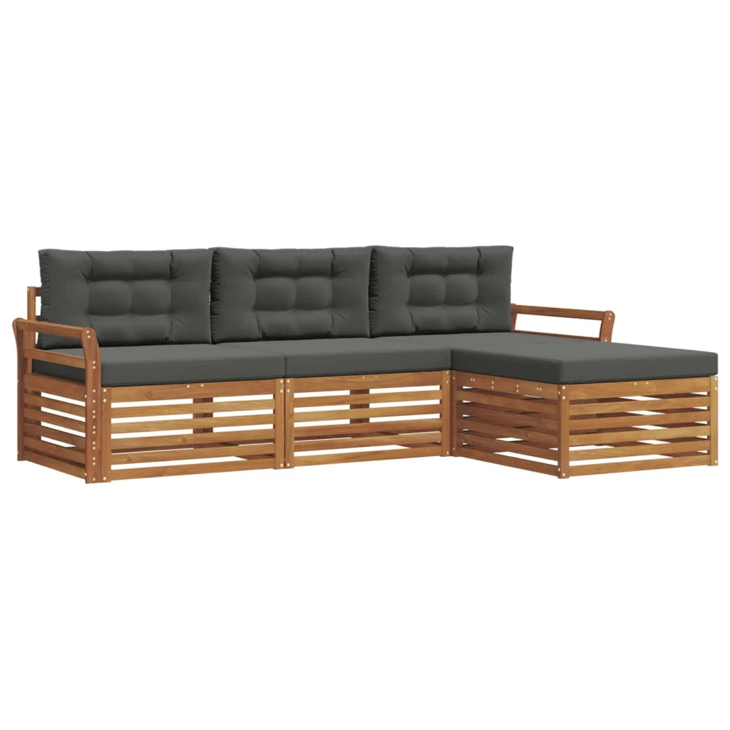 Set di divani da esterno con cuscino 4 pcs Naturale e Antracite 3373262