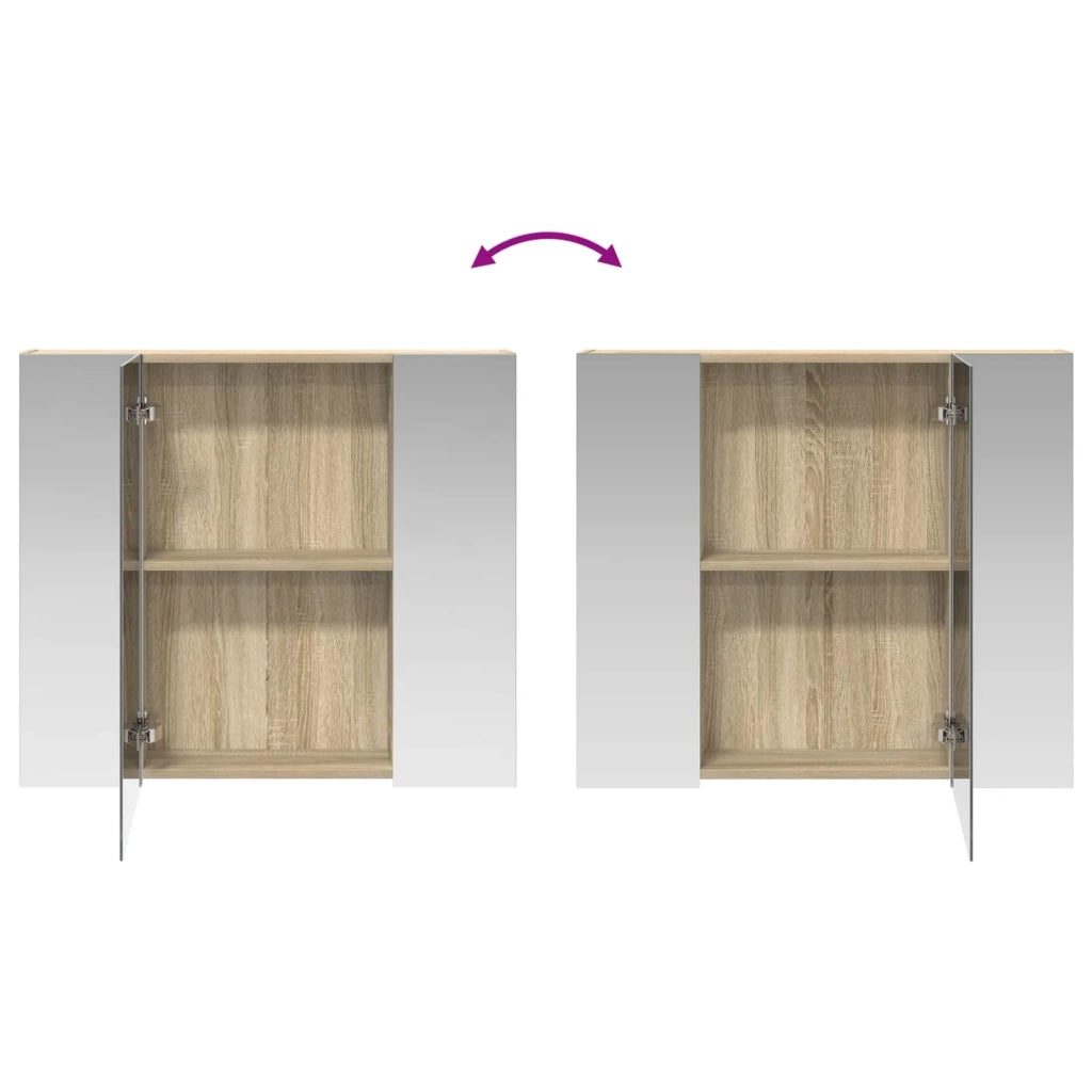 Mobiletto per specchio da bagno Rovere Sonoma 80 x 14.5 x 70 cm