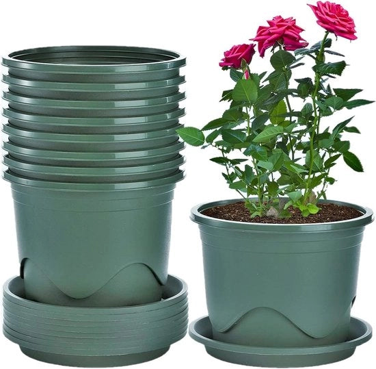 Pannelli per piante in plastica 22 cm - Contenitore per piante con controllo radice - Piantina per sementi - Contenitore decorativo per piante da giardino - Interno Esterno - Contenitore per bonsai (Verde)
