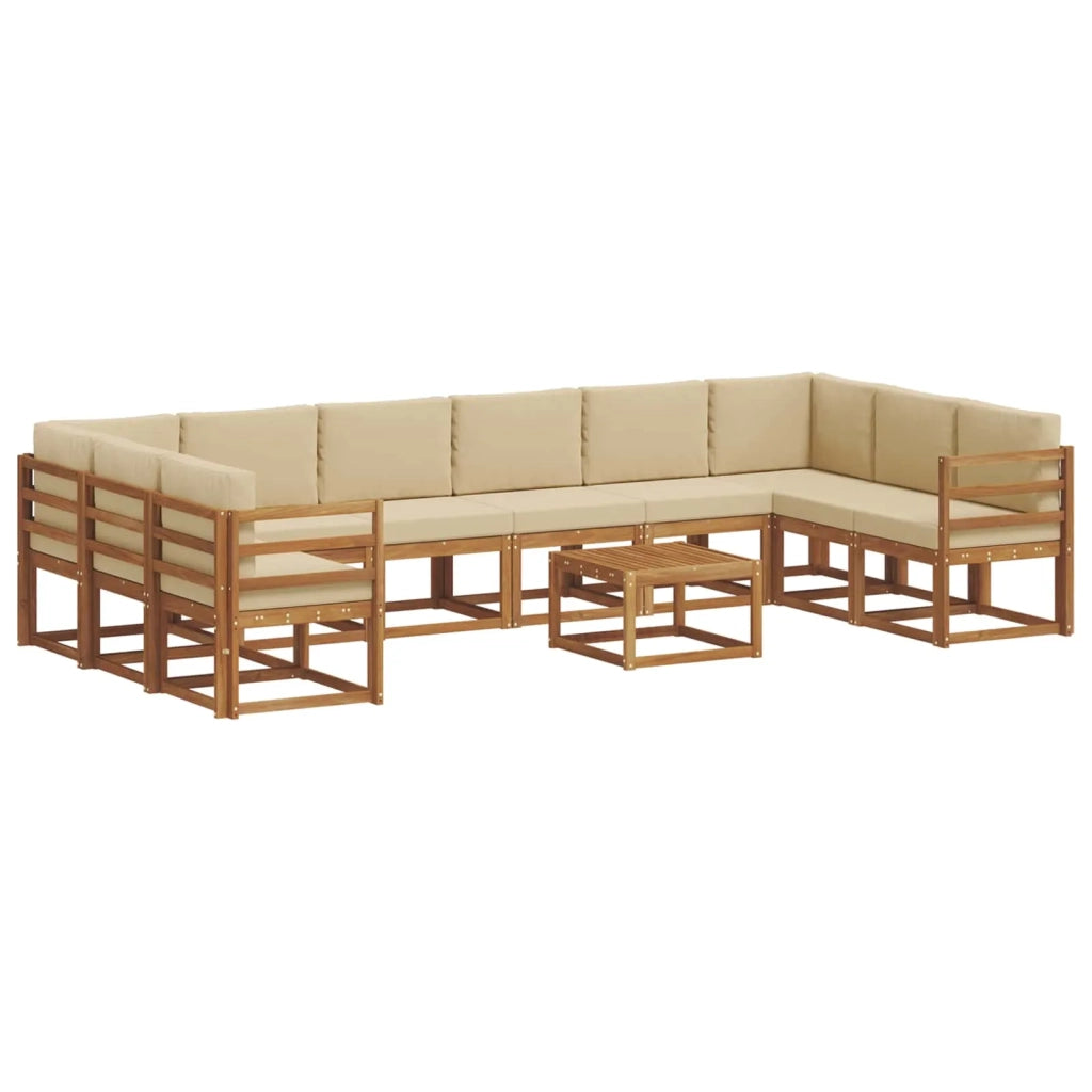 Set di divani da esterno con cuscino 11 pcs Naturale e Beige 3367076