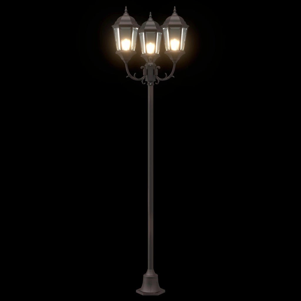 Palo da Giardino  con 3 Lampade E27 Bronzo 220 cm Alluminio