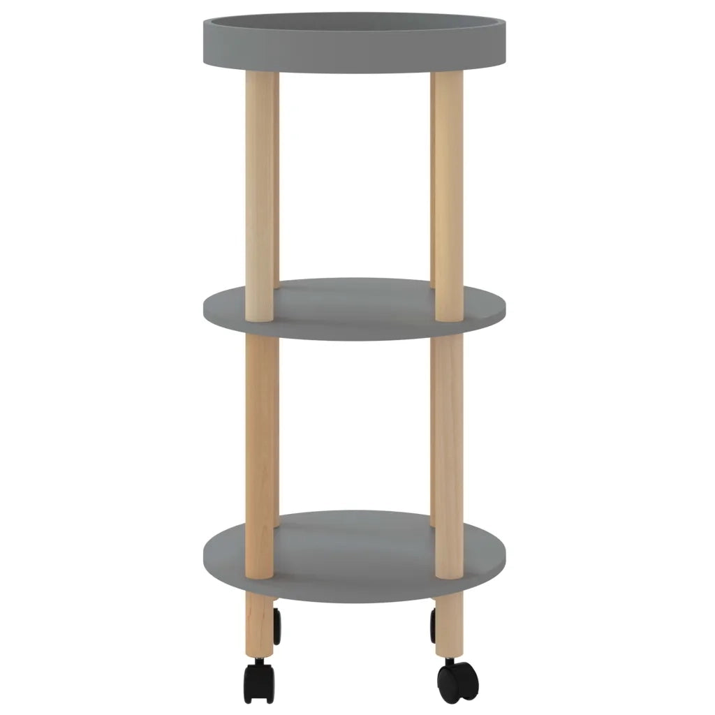 Carrello 3 Ripiani Grigio 38x38x82 cm Legno Multistrato e Pino 345602