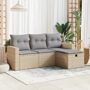 Set Divano da Giardino 4 pz con Cuscini Beige in Polyrattan 3325355