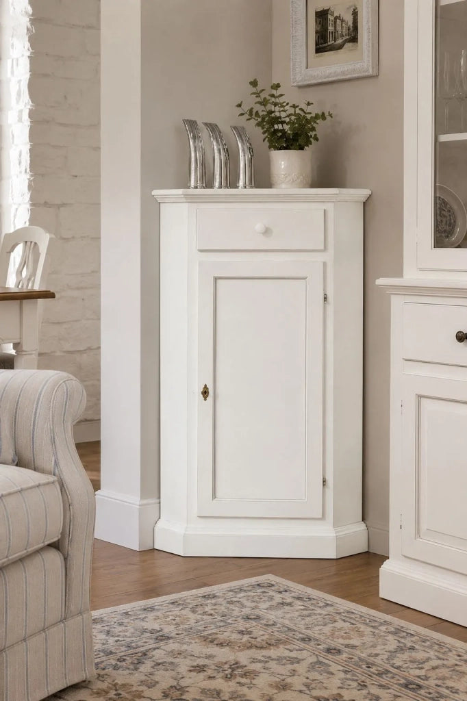 Mobile angolo classico laccato bianco arte povera 54 x 54 x 75 h.130 - Mobili 2G