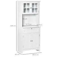 Mobile Dispensa Alto con 2 Armadietti, Ripiani Regolabili e Piano d'Appoggio, in MDF, 68.6x40x164 cm, Bianco