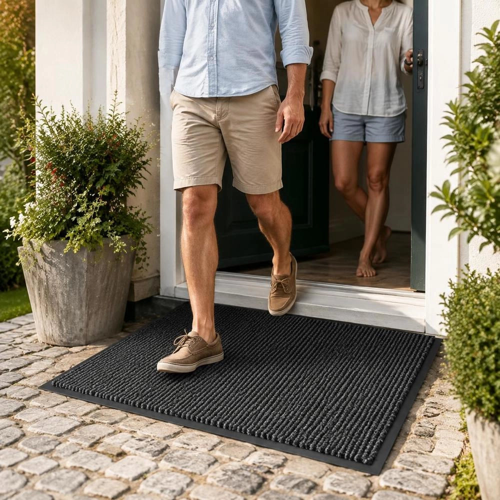 Entrance Doormat Rectangular Tufted Floor Mat, Dust Trapping Entry Rug For Hallway Kitchen Office, 60x90 Cm, Anthracite
