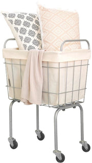 Wasmacchina compatta a ruote, 38L, con ruote e rotazione 360°, telaio in acciaio inossidabile e sacchetto in cotone rimovibile per spazio lavanderia (bianco crema)