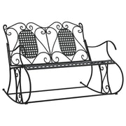 Panca da giardino mobili da esterno per patio panca a dondolo da terrazza 2 posti 113 cm acciaio nero 02_0011846