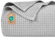 Deken wafel 220x240cm, lichtgewicht e ademante, Oeko-TEX certificato, qualità da hotel, adatto per divano, letto, colore grigio chiaro