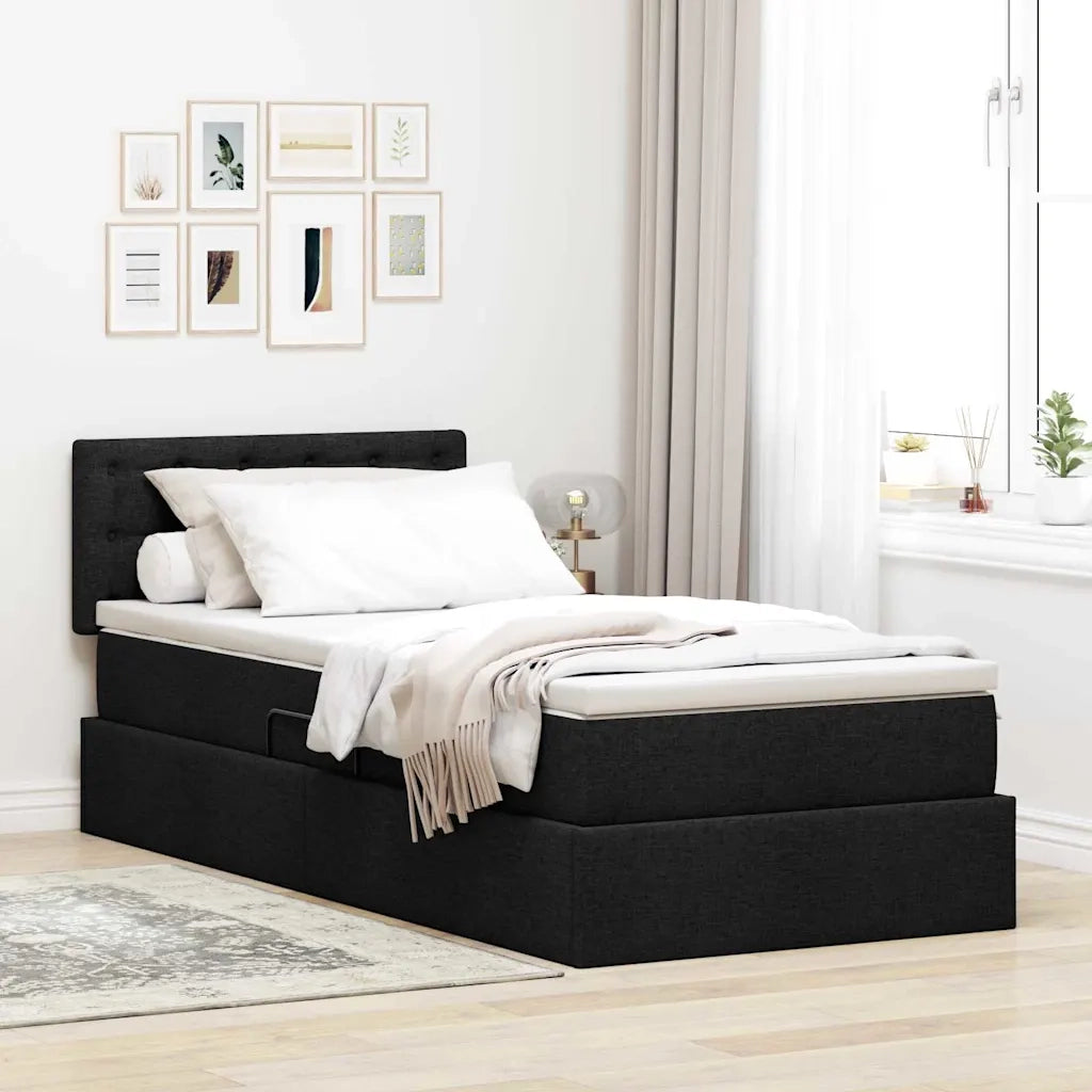 Letto con contenitore e materasso Nero 100 x 200 cm 3370616