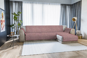 Copridivano in Poliestere con Penisola Destra Seduta 290 cm Bordeaux