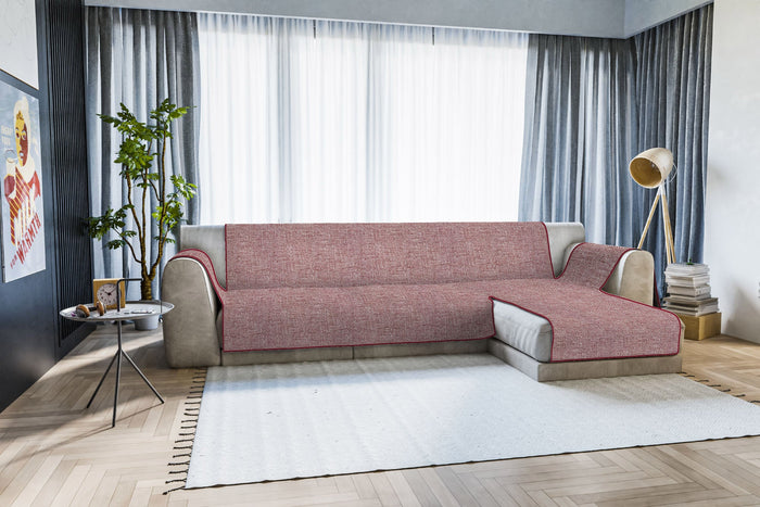 Copridivano in Poliestere con Penisola Destra Seduta 290 cm Bordeaux