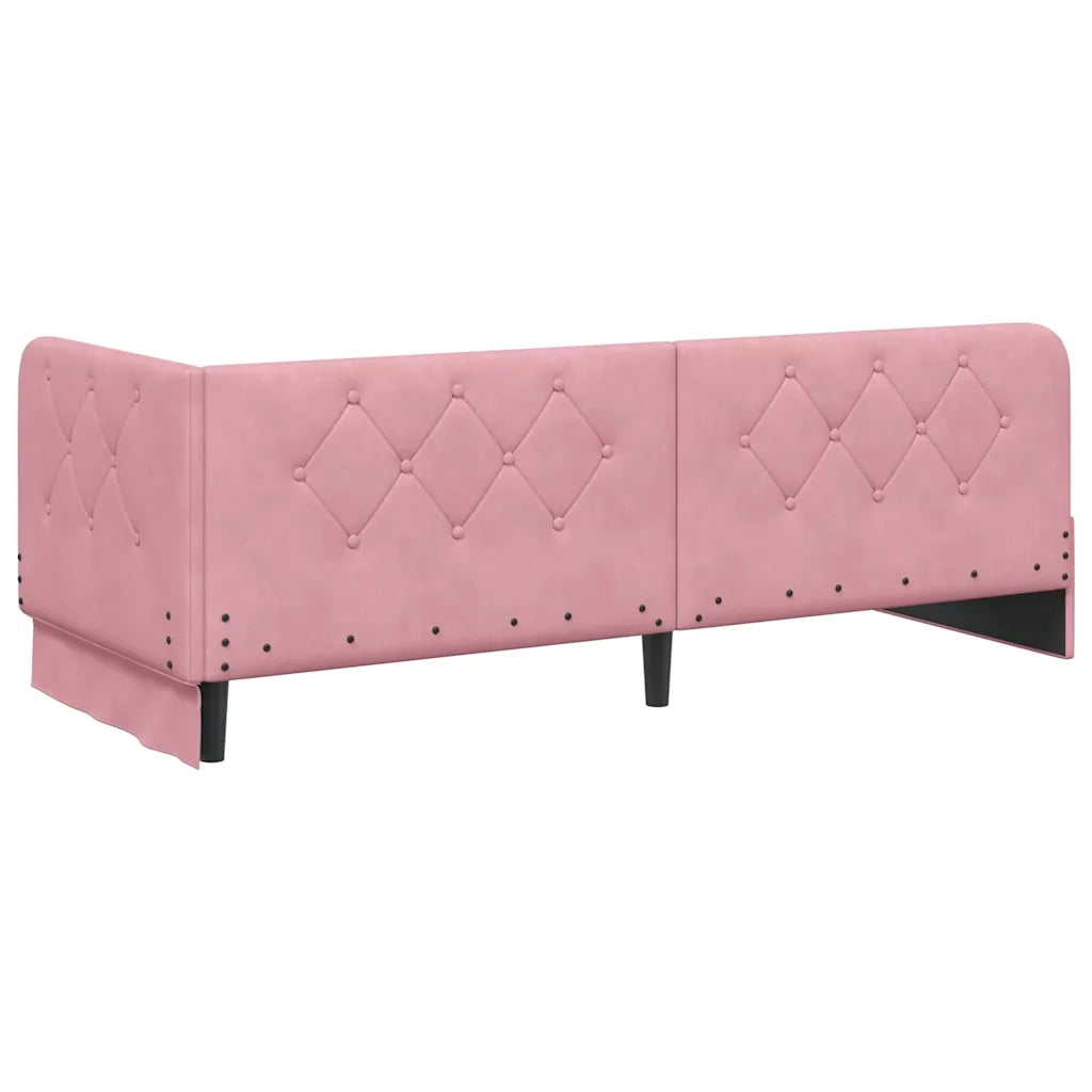 Letto singolo | Letto per adulti | Cornice del letto ad angolo Rosa 80 x 200 cm Velluto