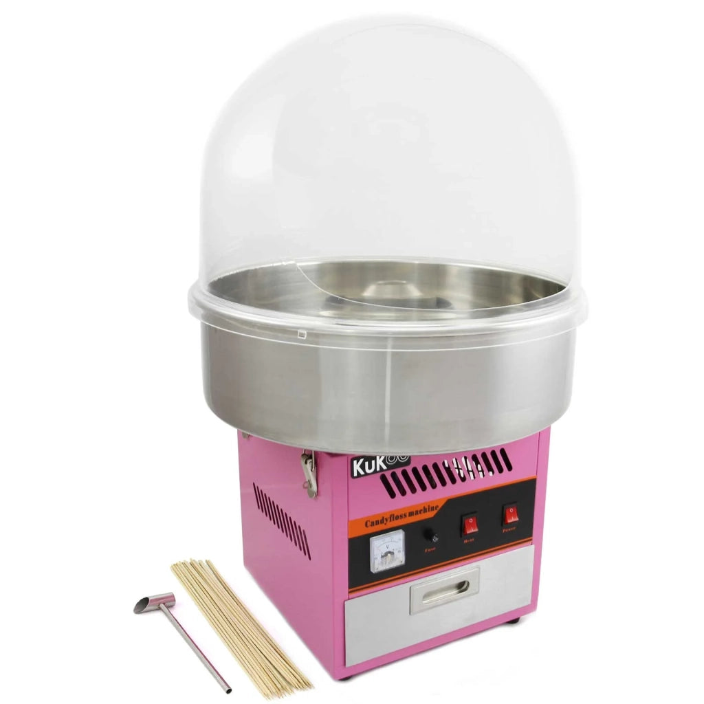 Macchina Zucchero Filato Rosa Retrò 50 cm Acciaio Inox