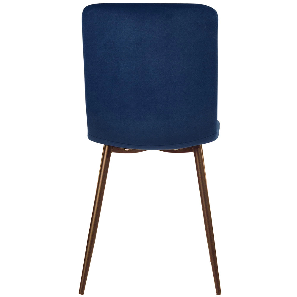 Set 4 Sedie per Sala da Pranzo in Velluto Blu con Gambe Nere Seduta Ergonomica