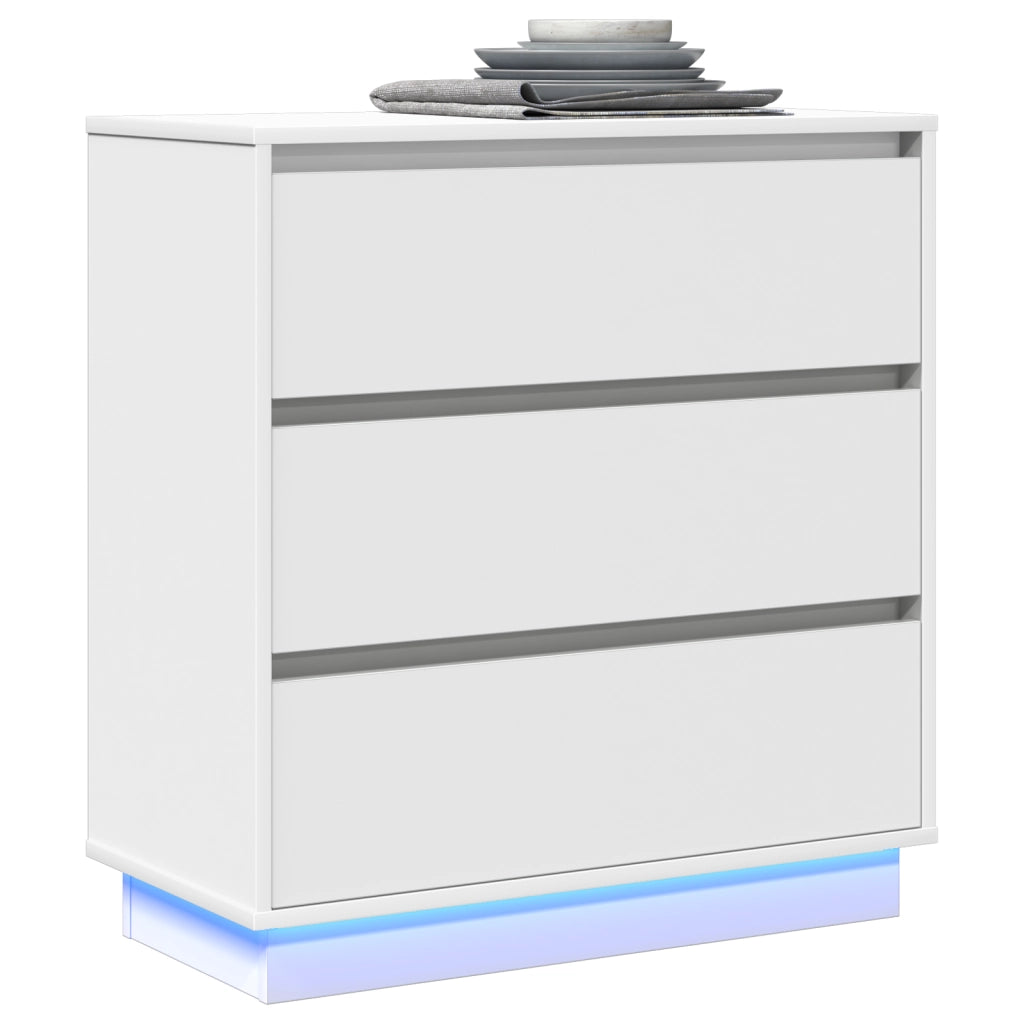 Comodino  con LED Bianco 71x34,5x75 cm Legno ingegnerizzato