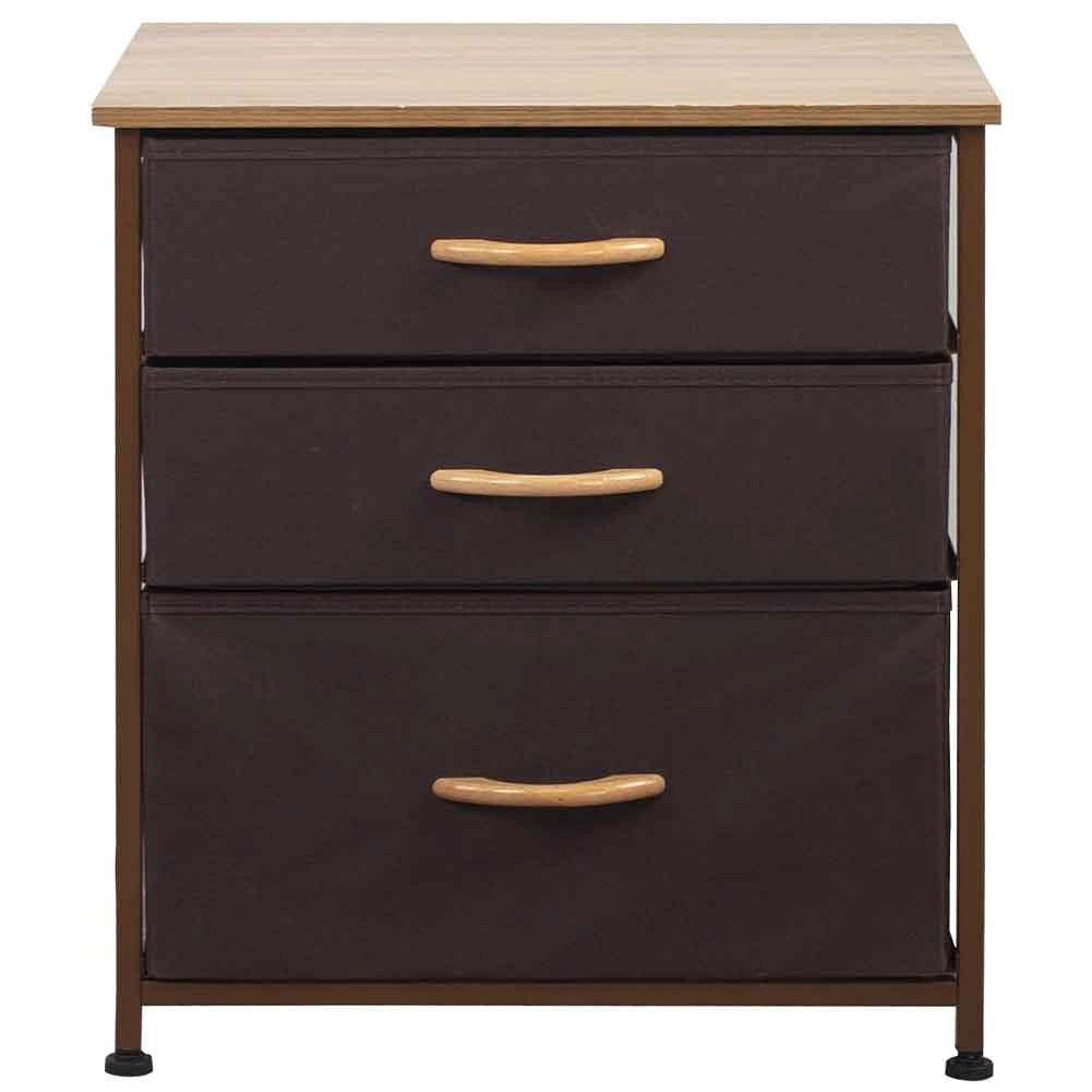 Mobile Cassettiera 3 Cassetti Metallo Legno e Tessuto 50x40 H 50cm Casa Ufficio