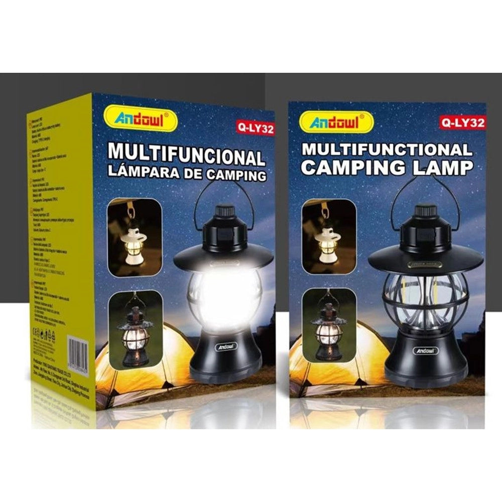 Trade Shop - Lampada Da Campeggio Multifunzionale Led Portatile Lanterna Retrò Per Escursionismo Q-ly32 -