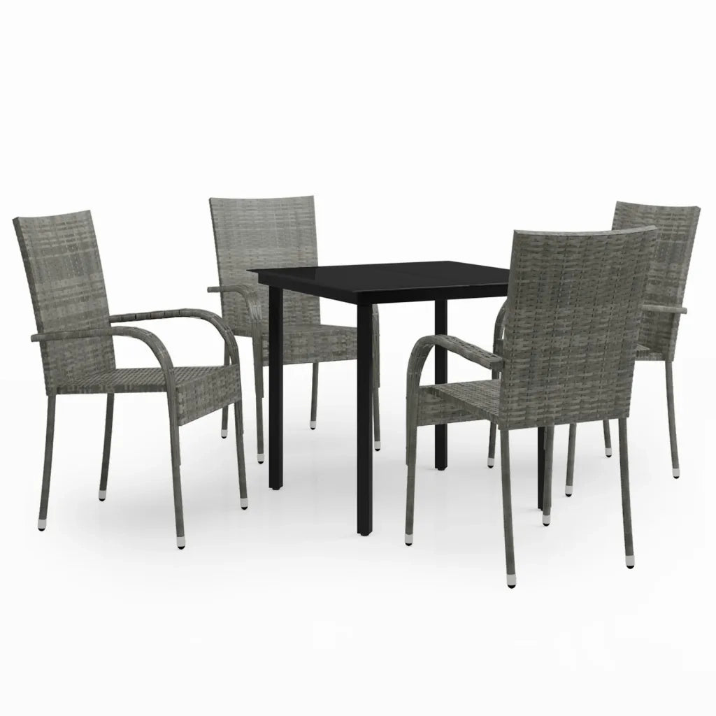 Set Mobili da Pranzo per Giardino 5 pz Grigio e Nero cod mxl 39863