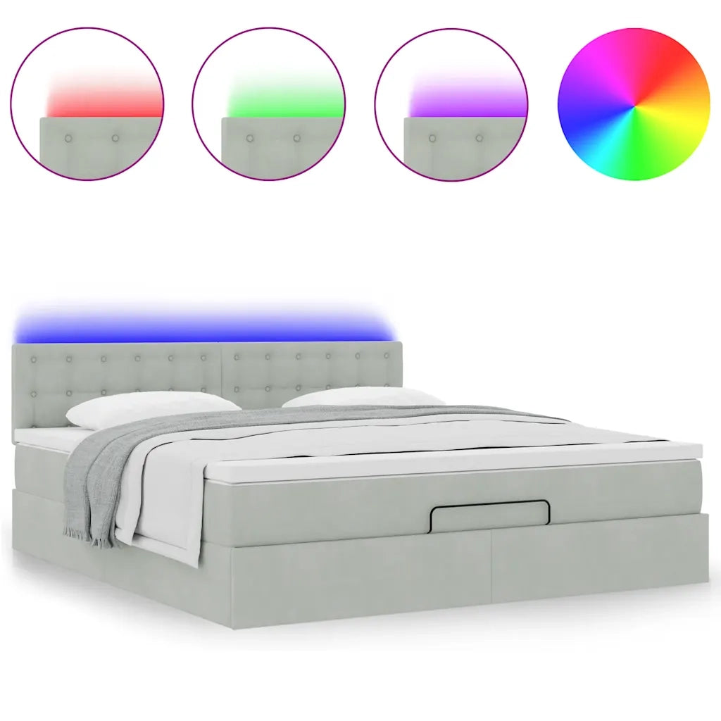 Struttura Letto Pouf con Materasso 160x200 cm in Velluto 3312776