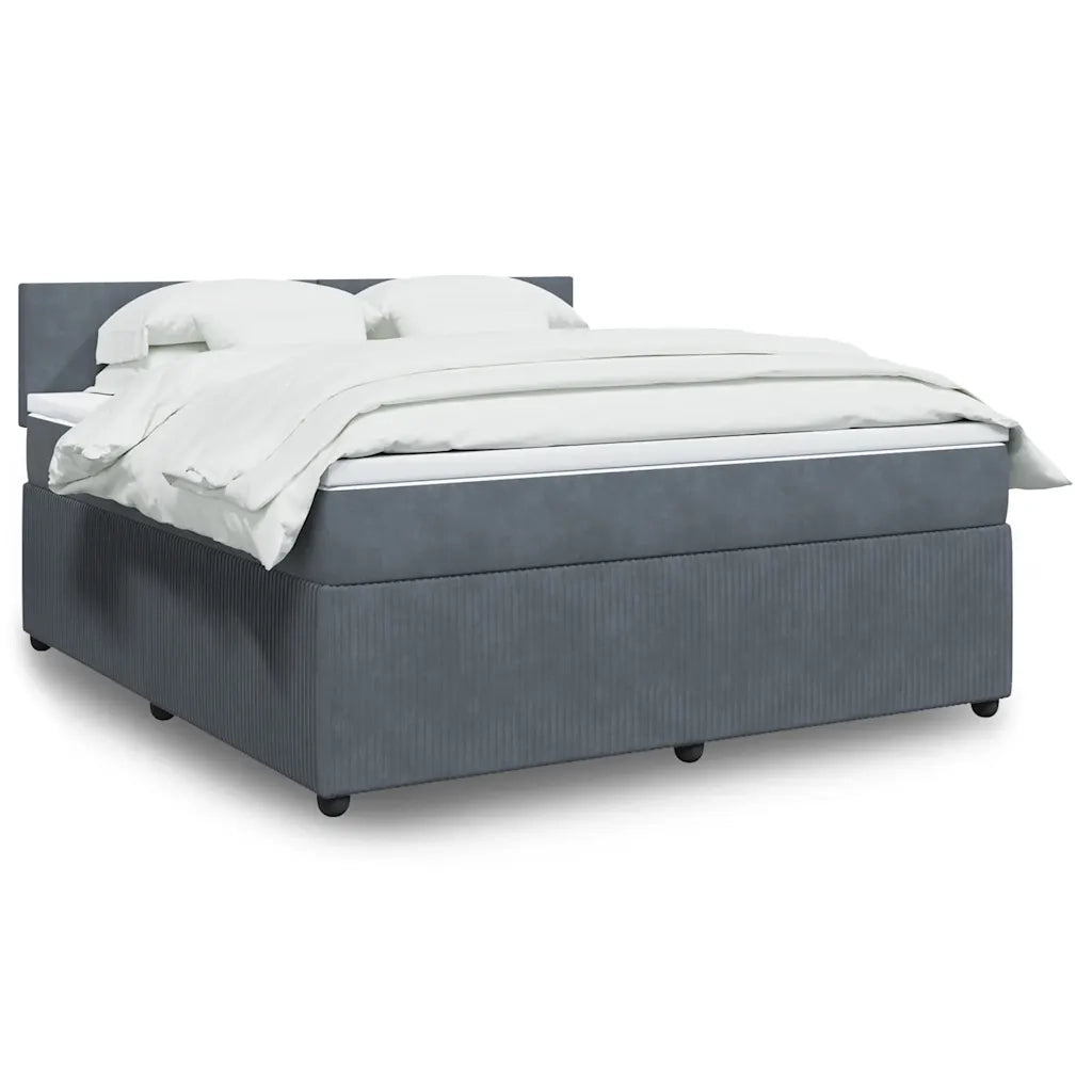 Giroletto a Molle con Materasso Grigio Scuro 180x200 cm Velluto 3290101