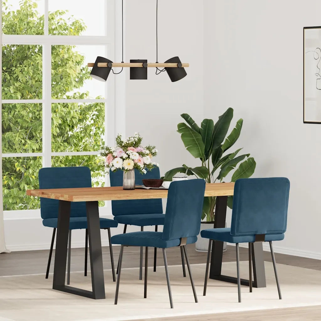 Sedie da Pranzo 4 pz Blu in Velluto