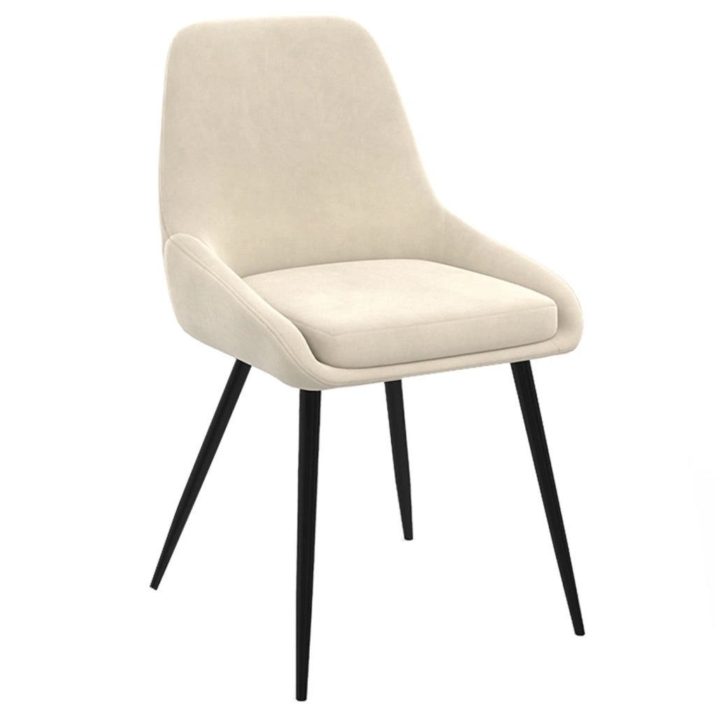 IDMarket - Lote de 4 sillas THALYA de terciopelo beige con medio reposabrazos