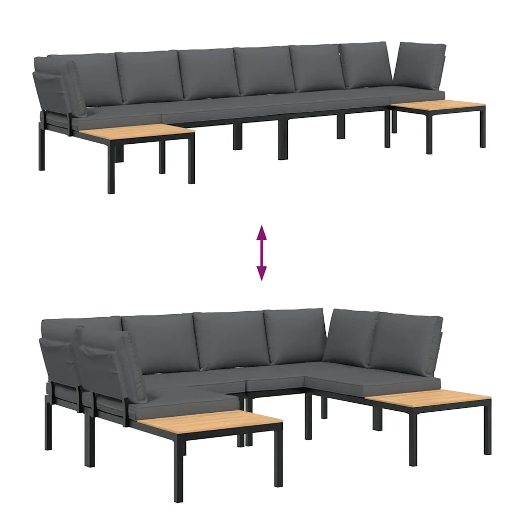 Set Divani da Giardino 4 pz con Cuscini in Alluminio Nero 3283697