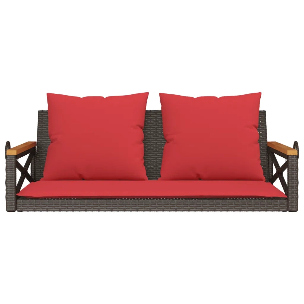 Panchina Dondolo con Cuscini Marrone 109x62x40 cm in Polyrattan 368158