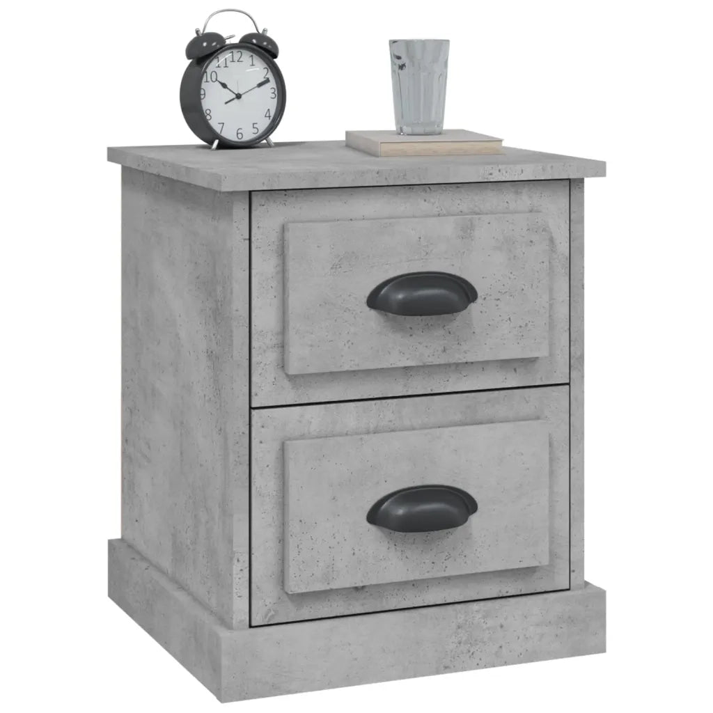 Comodini 2 pz-Set di 2 Tavolino da notte Grigio Cemento 39x39x47,5 cm in Legno Multistrato 621571