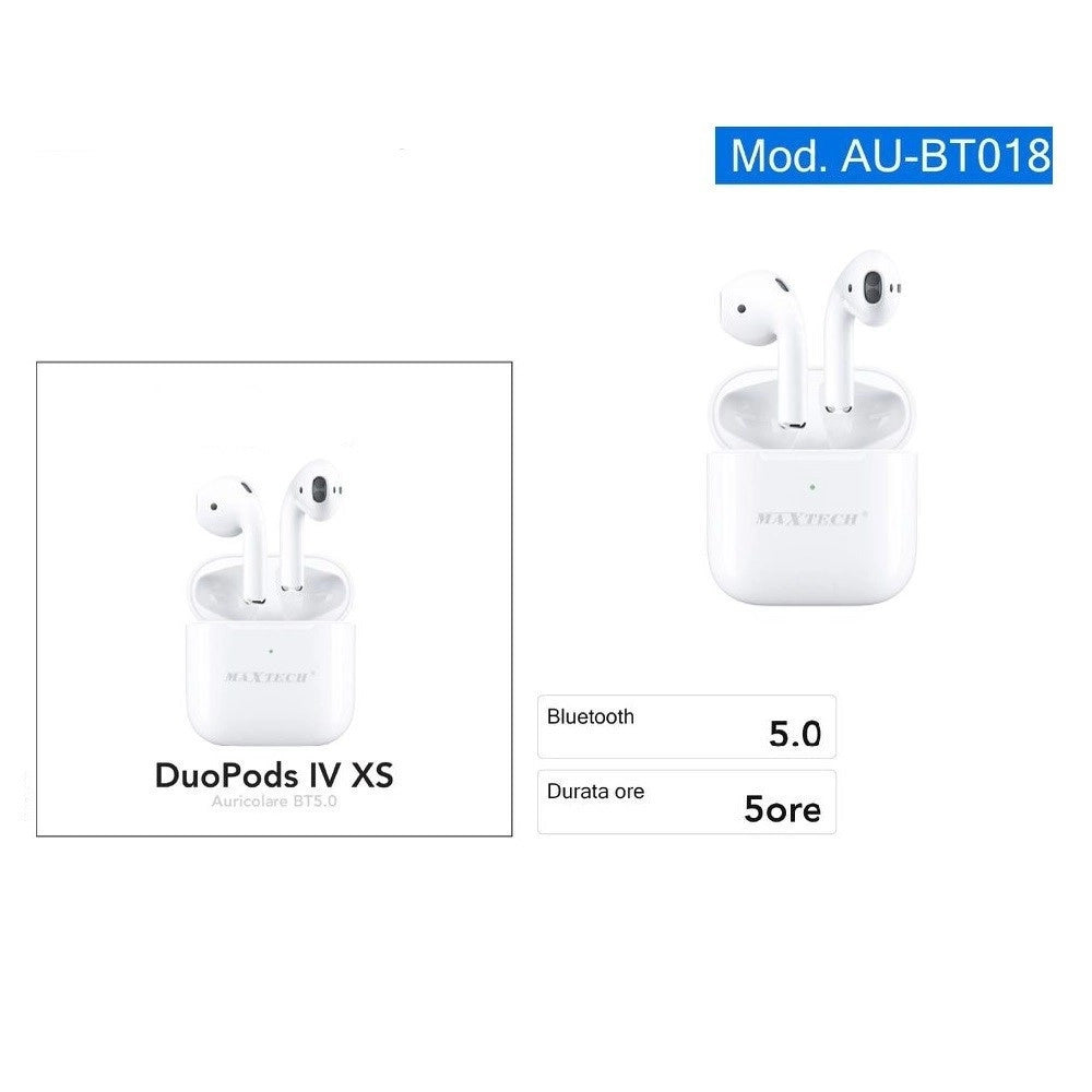 Trade Shop - Auricolari Bluetooth Bt5.0 Stereo Cordless Duopods Iv Xs Smartphone Au-bt018 -