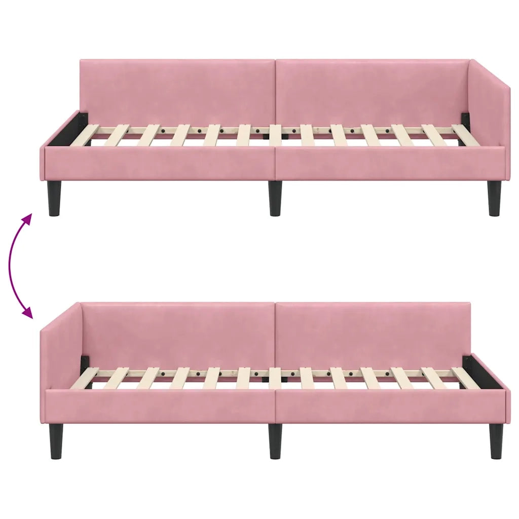 vidaXL Struttura del letto ad angolo con testiera Rosa 90 x 190 cm