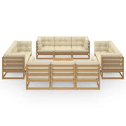 Set Divani da Giardino 13 pz con Cuscini Legno Massello di Pino 3076347