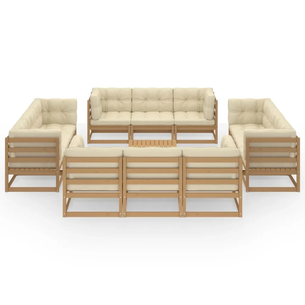 Set Divani da Giardino 13 pz con Cuscini Legno Massello di Pino 3076347