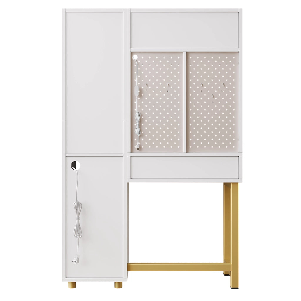 TOELETTA multifunzionale LED 100x45x156 cm MDF bianco e oro