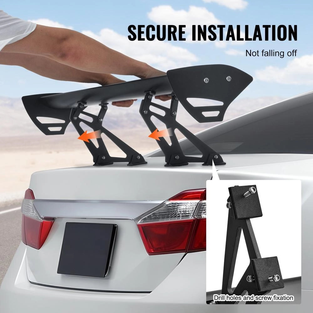 Spoiler Posteriore GT 110cm Angolo Regolabile Alluminio JDM Racing Resistente Sedan SUV Modifica Nero