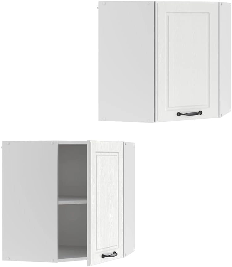 Mobile angolare da cucina R-Line, Bianco casa di campagna, 57 cm, per la libera combinazione all'interno di sistemi cucina modulari