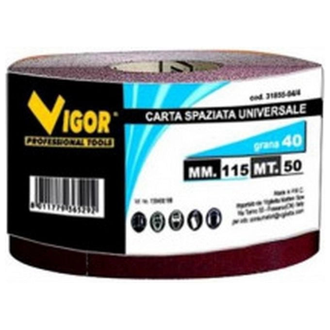 Vigor 3185510 Carta Abrasiva Spaziata Universale 115 mm 50 mt 100 gr colore Non Specificato