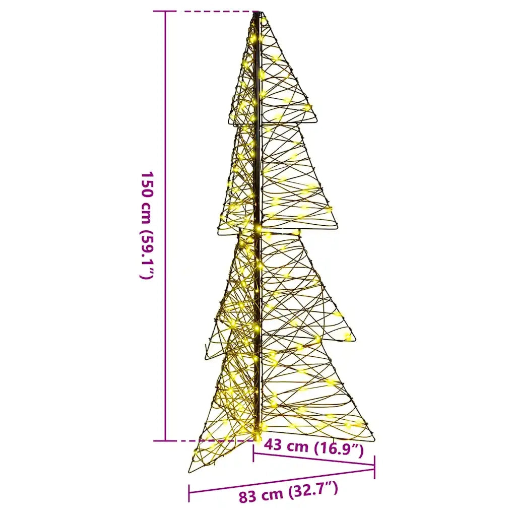 Albero di Natale con 160 LED Bianco caldo 150 cm Rattan