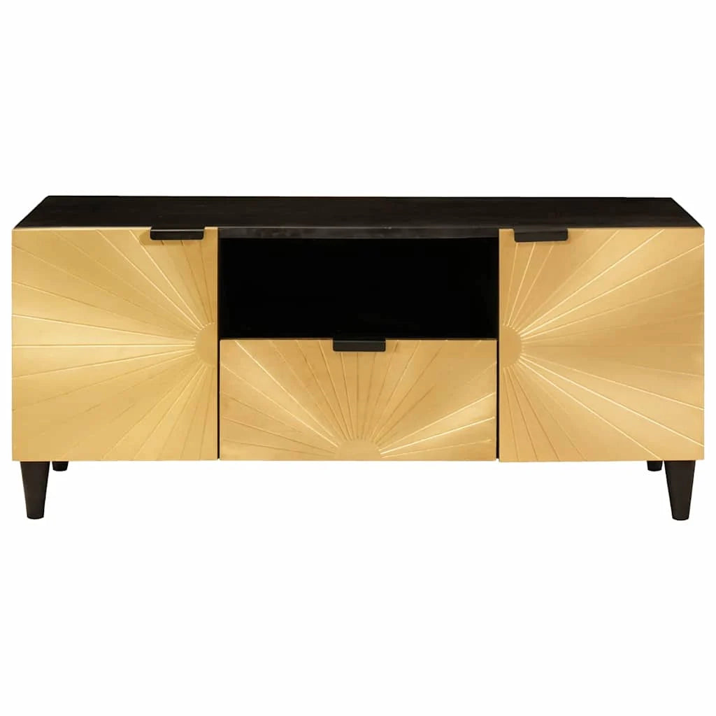 Mobile porta TV moderno con ampio spazio di archiviazione per il soggiorno 105 x 33 x 46 cm legno ingegnerizzato nero 02_0057758
