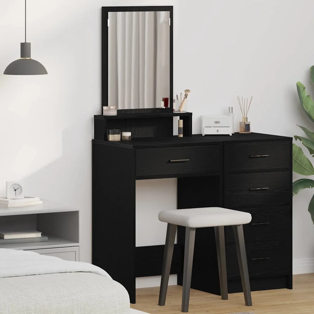 Tavolo da Trucco Rovere Nero 50 x 41 x 140 cm Legno multistrato 865128