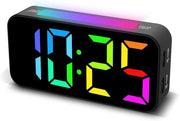Orologio da Notte con Lampada Regolabile - 9 Colori - Display da 7 Pollici - 3 Livelli di Altoparlante - Funzione Snooze - Illuminazione Dimmerabile