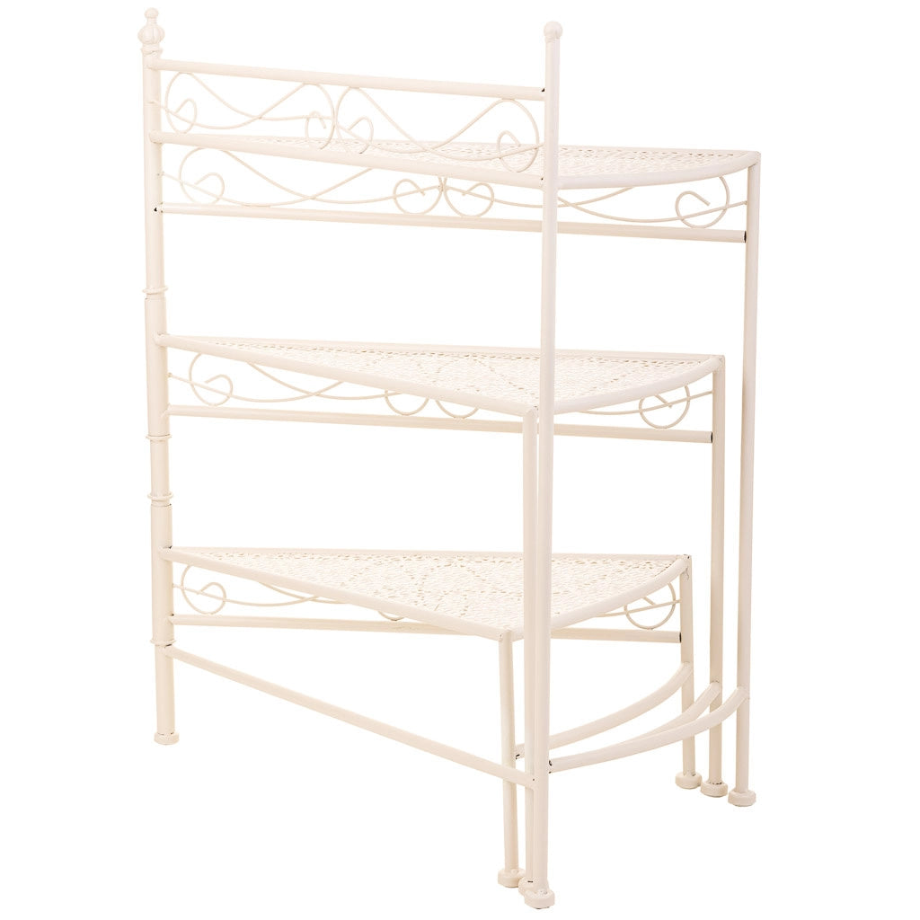 Supporto 3 ripiani per pentole in ferro battuto bianco 55x30x61