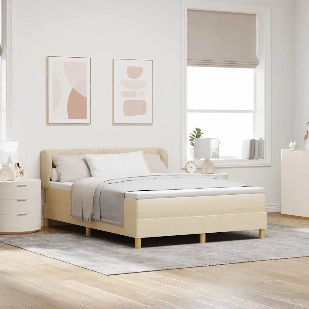 Letto a molle con materasso Crema 160 x 200 cm Tessuto 3340288