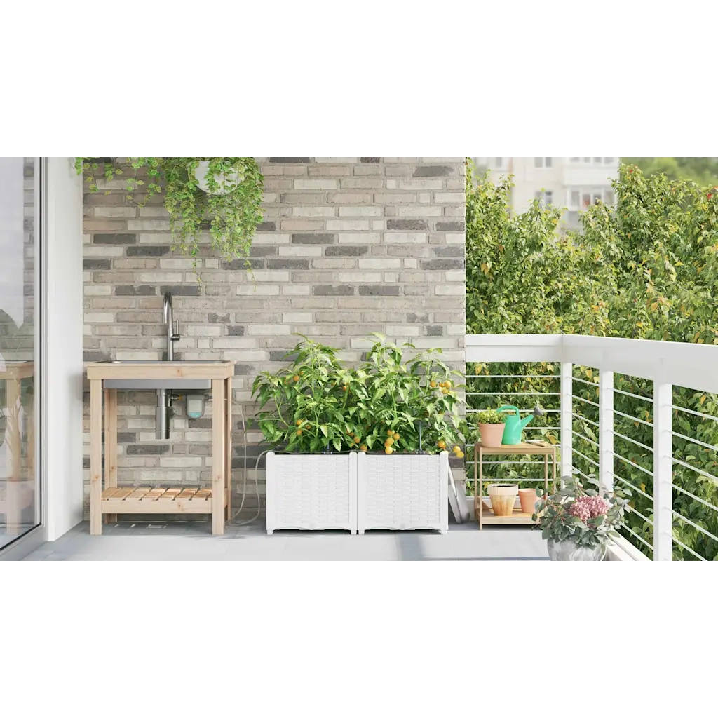 Vaso da giardino 2 pcs Bianco Plastica 42002913