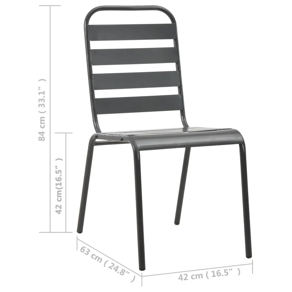 Sedie da giardino 4 pz | Sedie da Esterno Design a Doghe in Acciaio Grigio Scuro
