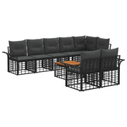 Set di divani da esterno 9 pcs Nero e Grigio scuro polyrattan