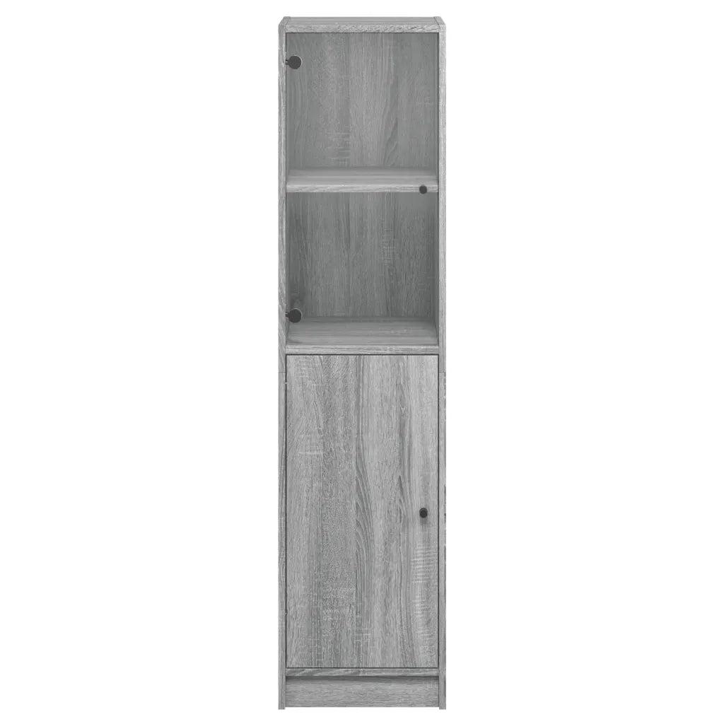 Credenza con Anta-Buffet-Armadio da cucina in Vetro Grigio Sonoma 35x37x142 cm